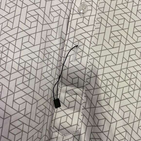 Collars & Co Polo Shirt Mens L White Geo Dress Collar Performance Golf Preppy - Picture 6 of 10